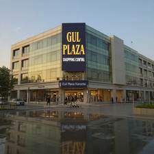 A Wide Angle Cinematic Front View Of Gul Plaza Kar
